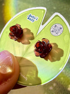 Cream & Coffee Rose Stud Earrings ⋅˚₊‧ ୨୧ ‧₊˚ ⋅